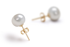 7-8mm Água doce Conjunto de brincos em Branco