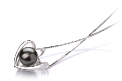 9-10mm Água doce Pingente em Coração Tingido de preto