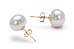 9-10mm Água doce Conjunto de brincos em Branco