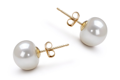 9-10mm Água doce Conjunto de brincos em Branco