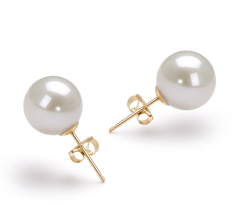 9-10mm Água doce Conjunto de brincos em Branco