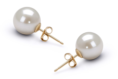 9-10mm Água doce Conjunto de brincos em Branco