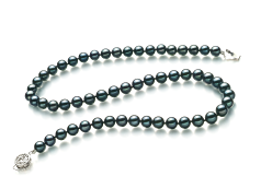 6.5-7mm Akoya japonesa Colar em Preto
