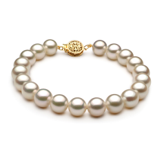 8-9mm Água doce Pulseira em Branco