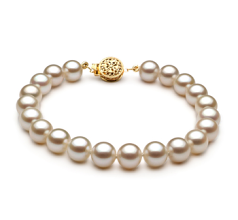 7-8mm Água doce Pulseira em Branco