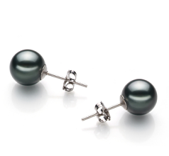 8-9mm taitiano Conjunto de brincos em Preto