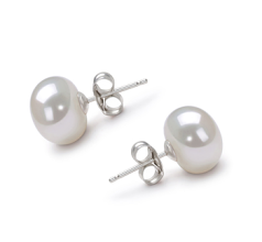 9-10mm Água doce Conjunto de brincos em Branco