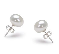 9-10mm Água doce Conjunto de brincos em Branco