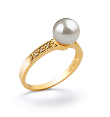 7.5-8mm Akoya japonesa Anel em Anne Branco