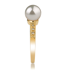 7.5-8mm Akoya japonesa Anel em Anne Branco