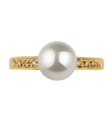 7.5-8mm Akoya japonesa Anel em Anne Branco