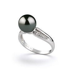 8-9mm taitiano Anel em Caroline Preto
