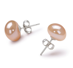 9-10mm Água doce Conjunto de brincos em Rosa