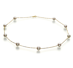 7-8mm Akoya japonesa Colar em Copo de Estanho Branco