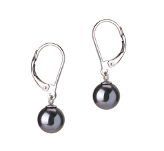 7-8mm Água doce Conjunto de brincos em Marcella Tingido de preto