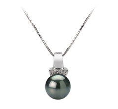 8-9mm taitiano Pingente em Vivian Preto
