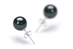 7-8mm Akoya japonesa Conjunto de brincos em Preto