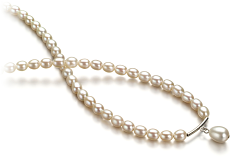 3-4mm Água doce Colar em Queda Branco
