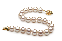7-8mm Água doce Pulseira em Branco