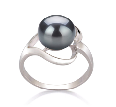 9-10mm Água doce Anel em Sadie Tingido de preto