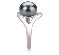 9-10mm Água doce Anel em Sadie Tingido de preto