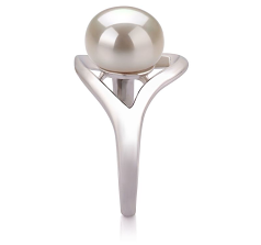 9-10mm Água doce Anel em Sadie Branco