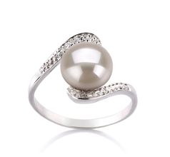 9-10mm Água doce Anel em Chantel Branco