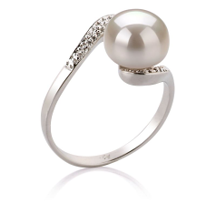 9-10mm Água doce Anel em Chantel Branco