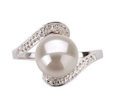9-10mm Água doce Anel em Chantel Branco