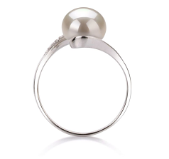9-10mm Água doce Anel em Chantel Branco