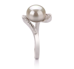 9-10mm Água doce Anel em Chantel Branco