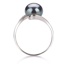9-10mm Água doce Anel em Chantel Tingido de preto