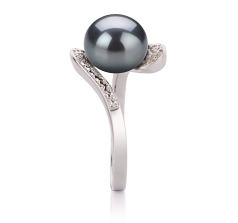 9-10mm Água doce Anel em Chantel Tingido de preto