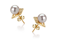 7-8mm Akoya japonesa Conjunto de brincos em Catrina Branco
