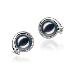 7-8mm Akoya japonesa Conjunto de brincos em Angélica Preto