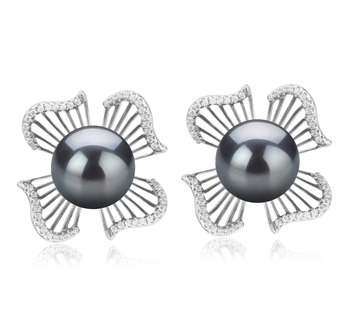 10-11mm taitiano Conjunto de brincos em Abigail Preto