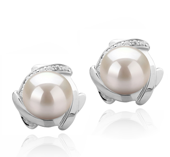 8-9mm Água doce Conjunto de brincos em Alba Branco