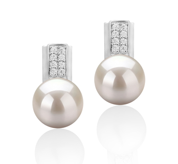 8-9mm Água doce Conjunto de brincos em Alina Branco