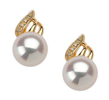 8-9mm Akoya japonesa Conjunto de brincos em Anastasia Branco