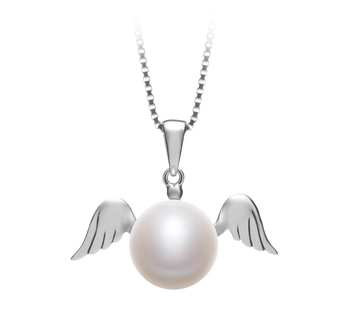 9-10mm Água doce Pingente em Anjo Branco