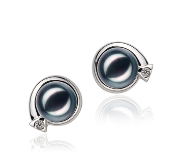 7-8mm Akoya japonesa Conjunto de brincos em Angélica Preto