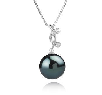 11-12mm taitiano Pingente em Angie Preto