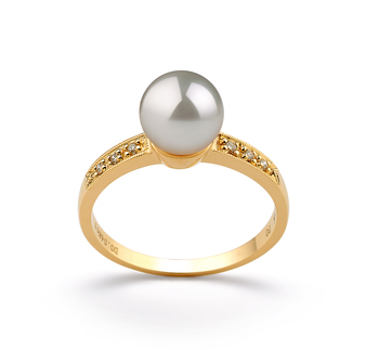 7.5-8mm Akoya japonesa Anel em Anne Branco