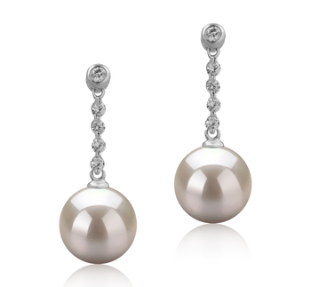 9-10mm Água doce Conjunto de brincos em Encantador Branco