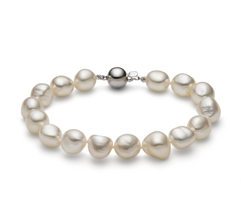 10-11mm Água doce Pulseira em Queda Barroca Branco