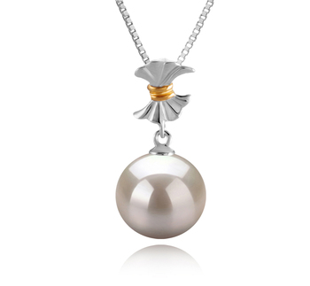 9-10mm Água doce Pingente em Belva Branco