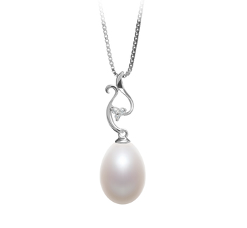 10-11mm Água doce Pingente em Benita Branco