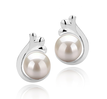 7-8mm Água doce Conjunto de brincos em Bikita Branco