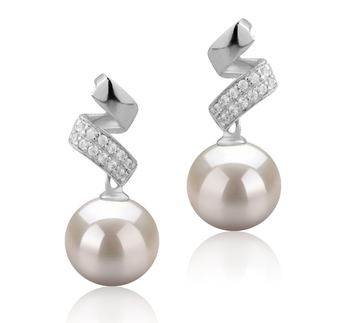 9-10mm Água doce Conjunto de brincos em Blair Branco