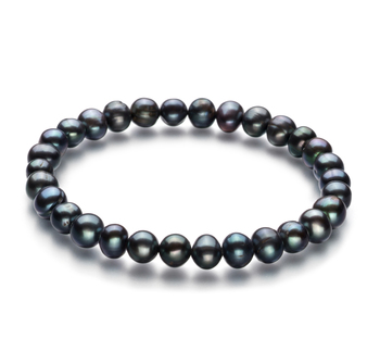 6-7mm Água doce Pulseira em Felicidade Tingido de preto
